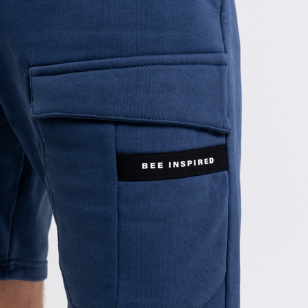 Bee Inspired Hanley Cargo Short in Oceanic, regular fit cargo shorts with an elasticated drawcord waistband, back view