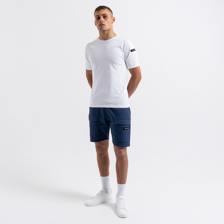 Bee Inspired Hanley Cargo Short in Oceanic, regular fit cargo shorts with an elasticated drawcord waistband, styled shot