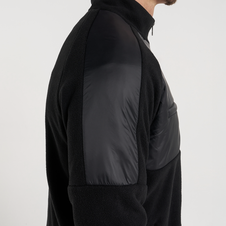 Bee Inspired Hart Zip Through in Black, relaxed fit zip-through fleece with cut and sew panelling, alternate angle