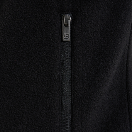 Bee Inspired Hart Zip Through in Black, relaxed fit zip-through fleece with cut and sew panelling, front view