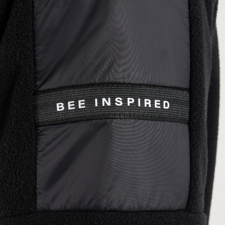 Bee Inspired Hart Zip Through in Black, relaxed fit zip-through fleece with cut and sew panelling, back view