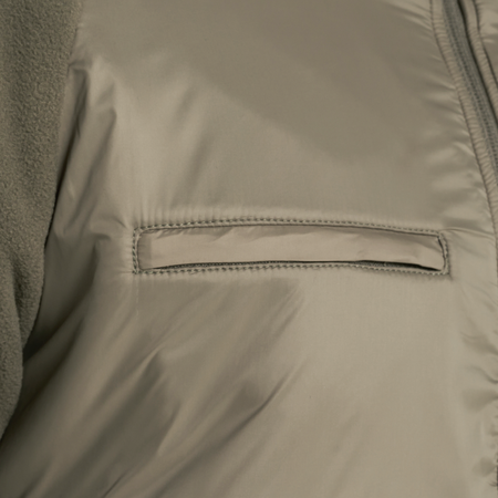 Bee Inspired Hart Zip Through in Khaki, relaxed fit zip-through fleece with cut and sew panelling, front view
