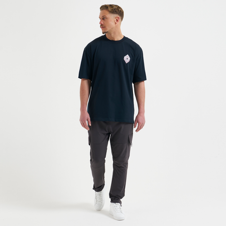 Bee Inspired Icardi Oversized T-Shirt in Navy, oversized fit tee with a straight hem in 100% cotton, close-up