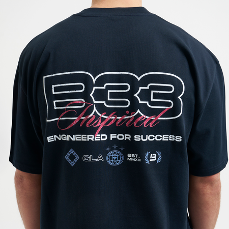 Bee Inspired Icardi Oversized T-Shirt in Navy, oversized fit tee with a straight hem in 100% cotton, alternate angle