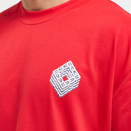 Bee Inspired Icardi Oversized T-Shirt in Red, oversized fit tee with a straight hem in 100% cotton, alternate angle