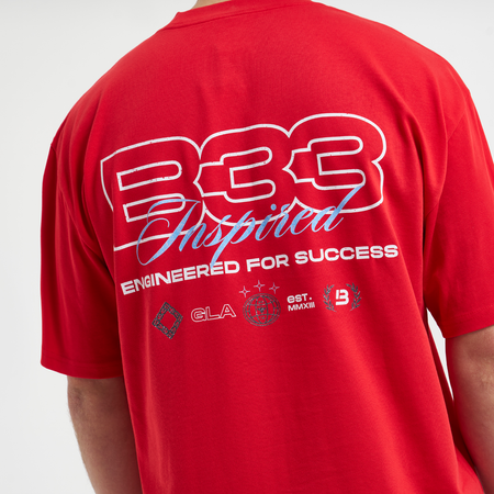 Bee Inspired Icardi Oversized T-Shirt in Red, oversized fit tee with a straight hem in 100% cotton, back view