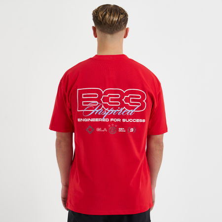 Bee Inspired Icardi Oversized T-Shirt in Red, oversized fit tee with a straight hem in 100% cotton, front view