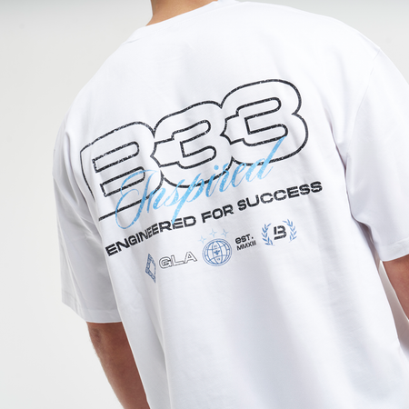 Bee Inspired Icardi Oversized T-Shirt in White, oversized fit tee with a straight hem in 100% cotton, back view