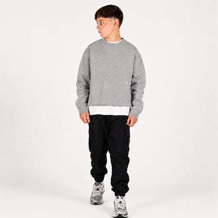 Bee Inspired Junior Initial Crew in Grey, relaxed fit junior crew sweatshirt, styled shot