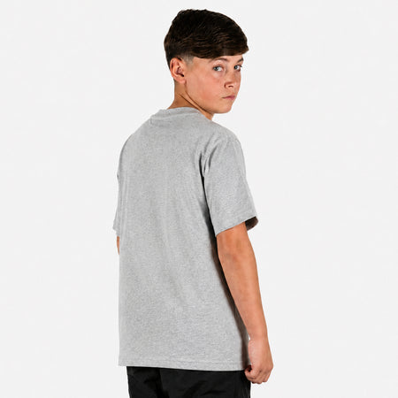 Bee Inspired Junior Initial T-Shirt in Grey, relaxed fit junior tee with a straight hem, close-up