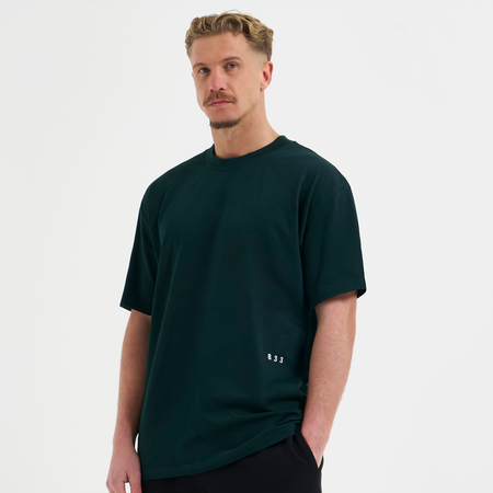 Bee Inspired Initial T-Shirt in Pine Green, regular fit tee, part of the B33 Foundations range, front view