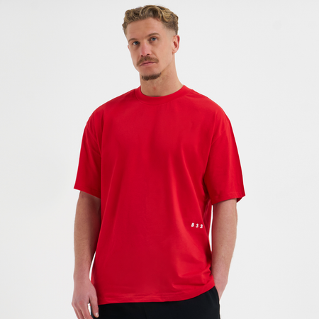 Bee Inspired Initial T-Shirt in Red, regular fit tee, part of the B33 Foundations range, front view