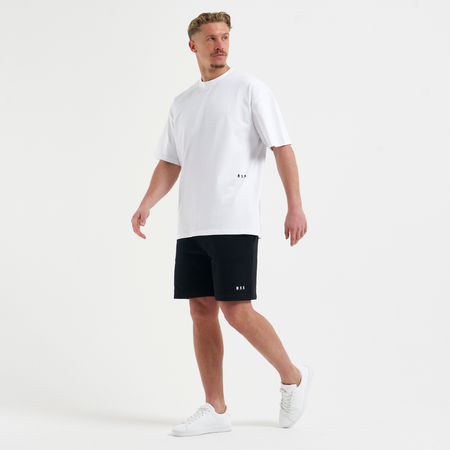 Bee Inspired Initial Short in Black, relaxed fit shorts, part of the B33 Foundations range, close-up