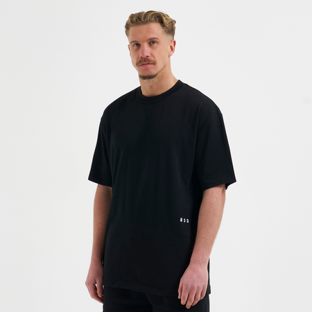 Bee Inspired Initial T-Shirt in Black, regular fit tee, part of the B33 Foundations range, back view