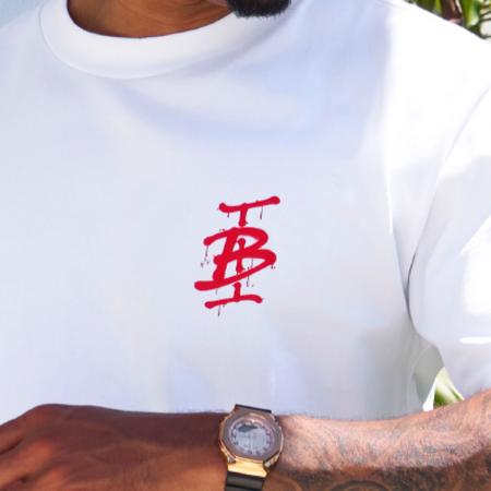 Bee Inspired Inzaghi Oversized T-Shirt in White/Red, oversized tee with graffiti-style BI branding on chest and back
