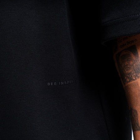 Kawashima Shirt in black with a varsity style collar