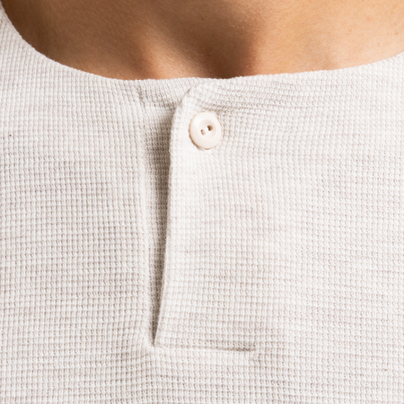 Bee Inspired Lavia Crew in Oatmeal Marl, relaxed fit crew sweatshirt with an overlap collar, back view