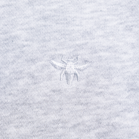 Bee Inspired Legacy Hoodie in Grey Marl, slim fit hoodie in premium soft cotton, close-up