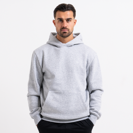 Bee Inspired Legacy Hoodie in Grey Marl, slim fit hoodie in premium soft cotton, front view