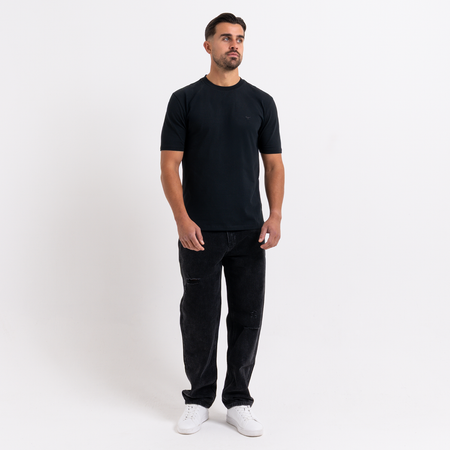 Bee Inspired Legacy T-Shirt in Black, slim fit tee with subtle bee embroidery, styled shot