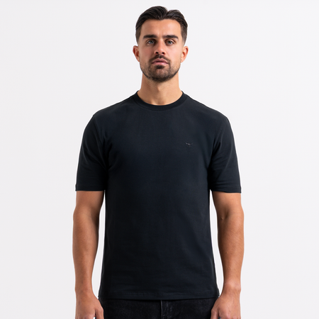 Bee Inspired Legacy T-Shirt in Black, slim fit tee with subtle bee embroidery, front view