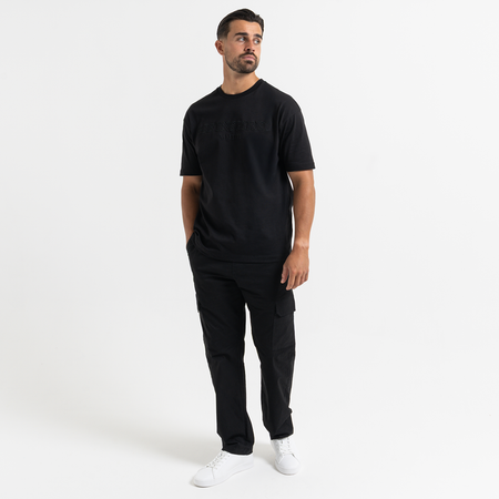 Bee Inspired Levit T-Shirt in Black, tee with embroidered branding across the chest, styled shot