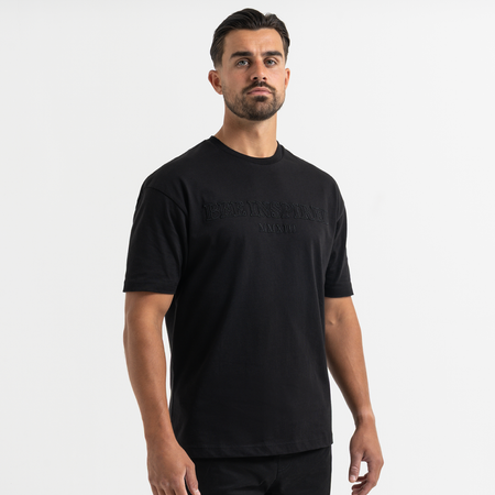 Bee Inspired Levit T-Shirt in Black, tee with embroidered branding across the chest, front view