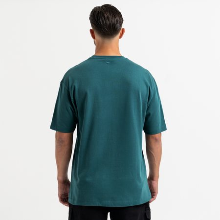 Bee Inspired Levit T-Shirt in Teal, tee with embroidered branding across the chest, alternate angle