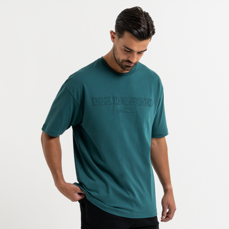 Bee Inspired Levit T-Shirt in Teal, tee with embroidered branding across the chest, front view