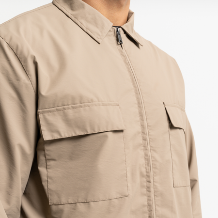 Bee Inspired Marshall Jacket in Dark Sand, 2-way zip jacket with a dual-direction front zip, styled shot