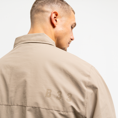 Bee Inspired Marshall Jacket in Dark Sand, 2-way zip jacket with a dual-direction front zip, close-up