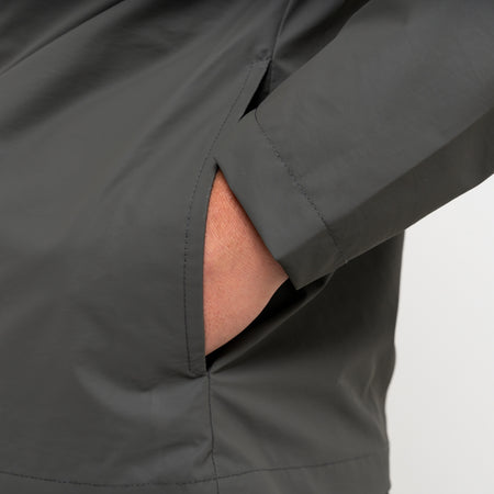 Marshall Jacket in olive, focusing on bold B33 branding on the upper back