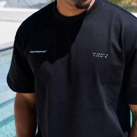 Bee Inspired Mata Oversized T-Shirt in Black, oversized tee with a bold rear graphic print, alternate angle