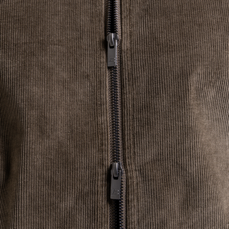 Bee Inspired Milner Cord Jacket in Olive, cord jacket with a 2-way zip and embroidered script branding, alternate angle