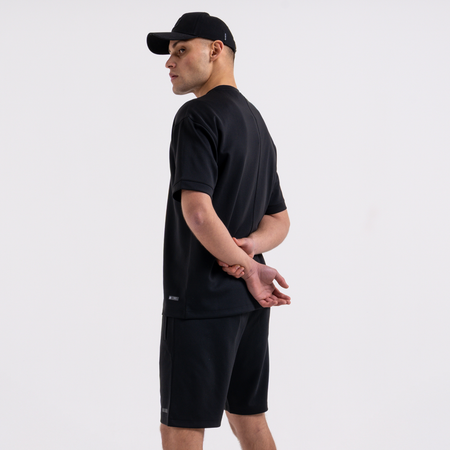 Bee Inspired Morata T-Shirt in Black, relaxed fit tee in neoprene fabric, part of the Morata twin set, back view