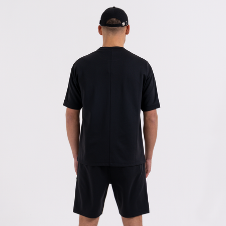 Bee Inspired Morata T-Shirt in Black, relaxed fit tee in neoprene fabric, part of the Morata twin set, alternate angle