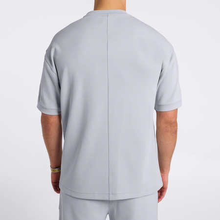 Bee Inspired Morata T-Shirt in Light Grey, relaxed fit tee in neoprene fabric, back view
