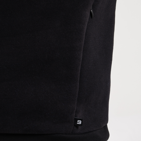 Bee Inspired Neto Overhead Hoodie in Black, slim fit hoodie in soft peached brushback fabric, alternate angle