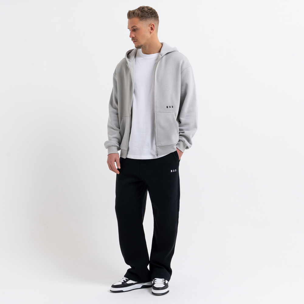 Initial Zip Hoodie - Light Grey