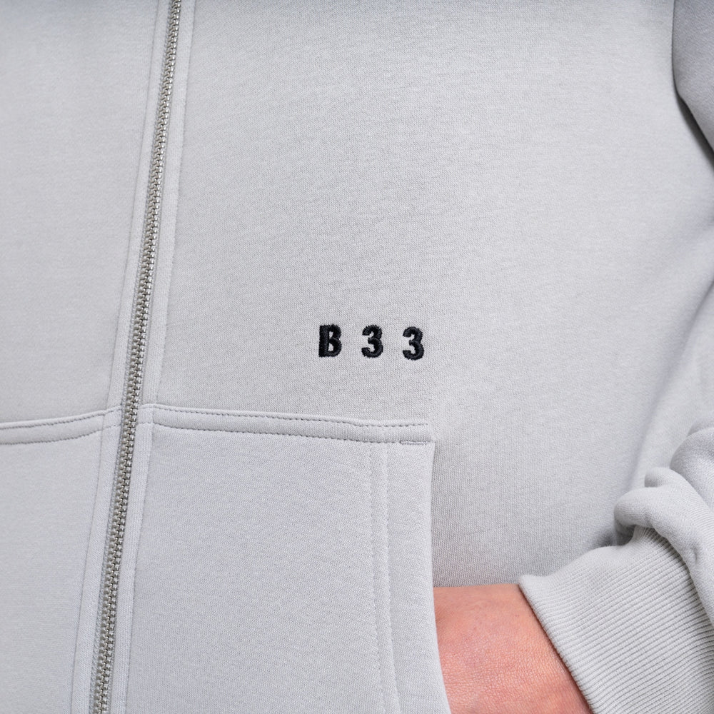 Initial Zip Hoodie - Light Grey
