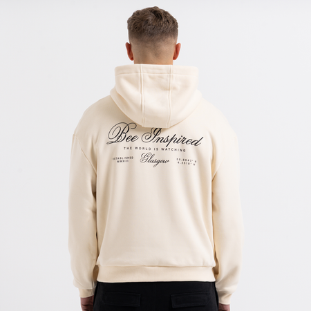 Bee Inspired Olise Hoodie in Sand, relaxed fit hoodie with stretch cuffs and hem, front view