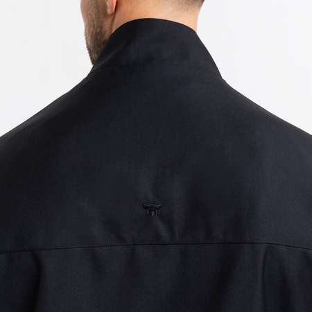 Bee Inspired Onana Jacket in Black, utility-style jacket with tonal Bee branding and chest pockets, back view