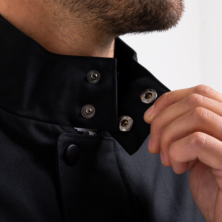 Bee Inspired Onana Jacket in Black, utility-style jacket with tonal Bee branding and chest pockets, alternate angle