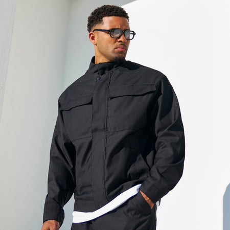 Bee Inspired Onana Jacket in black, regular fit with tonal Bee branding