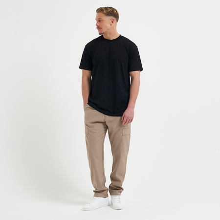Bee Inspired Onana Cargo Pants in Taupe, regular fit cargo trousers in a lightweight fabric with utility pockets, back view