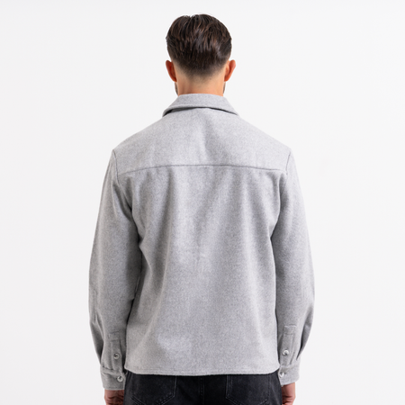 Bee Inspired Courtois Overshirt in Grey, brushed fabric overshirt for warmth and layering, close-up