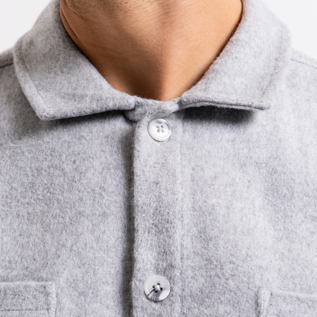 Bee Inspired Courtois Overshirt in Grey, brushed fabric overshirt for warmth and layering, back view