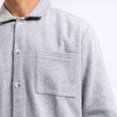Bee Inspired Courtois Overshirt in Grey, brushed fabric overshirt for warmth and layering, styled shot