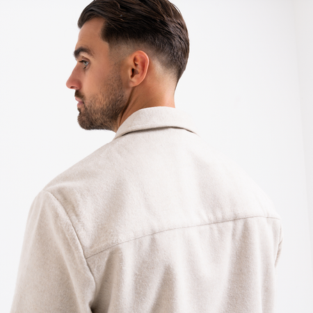 Bee Inspired Courtois Overshirt in Ecru, brushed fabric overshirt for warmth and layering, alternate angle