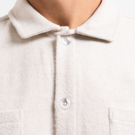 Bee Inspired Courtois Overshirt in Ecru, brushed fabric overshirt for warmth and layering, back view